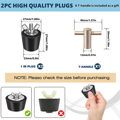 Vizava two-pack rubber plugs with stainless wing nuts for secure winterization.
