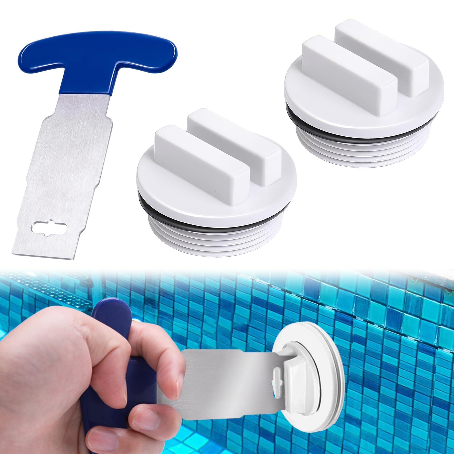 Vizava winter plug in 1-5 inch threaded design blocks pool returns to prevent leaks.