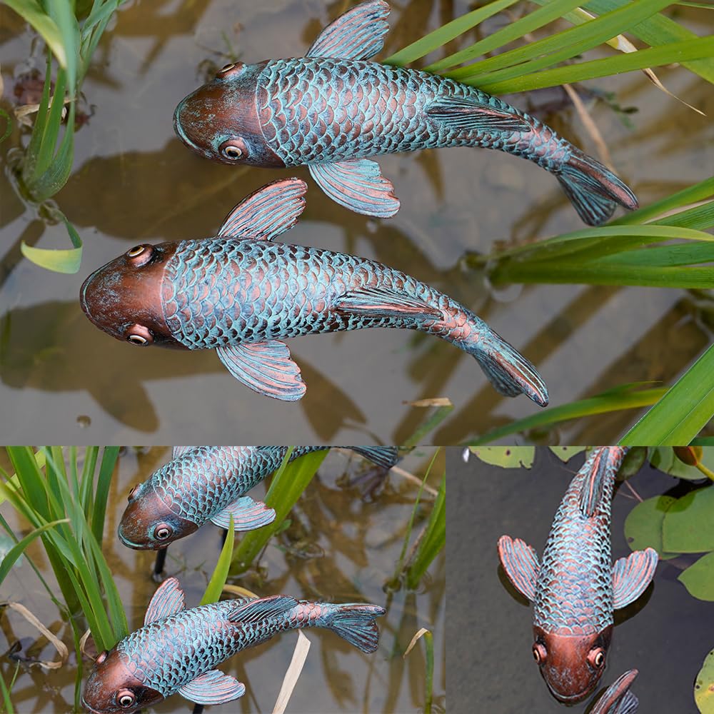 VKEVOC garden art koi fish two-pack enhances outdoor decor