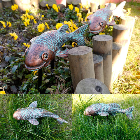 VKEVOC koi fish statue patio view conveys serenity amid outdoor space