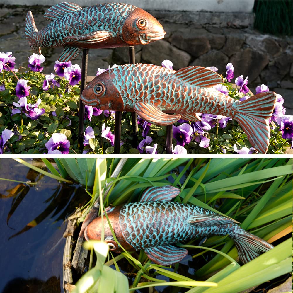 VKEVOC koi fish statue pond reflection highlights water-ready ornament
