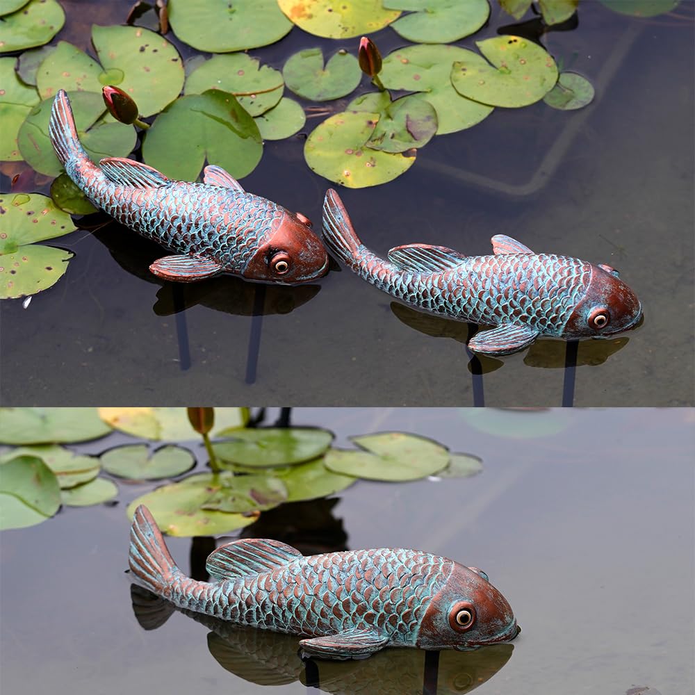 VKEVOC koi fish statue set 2 detail showcases sturdy base and ease