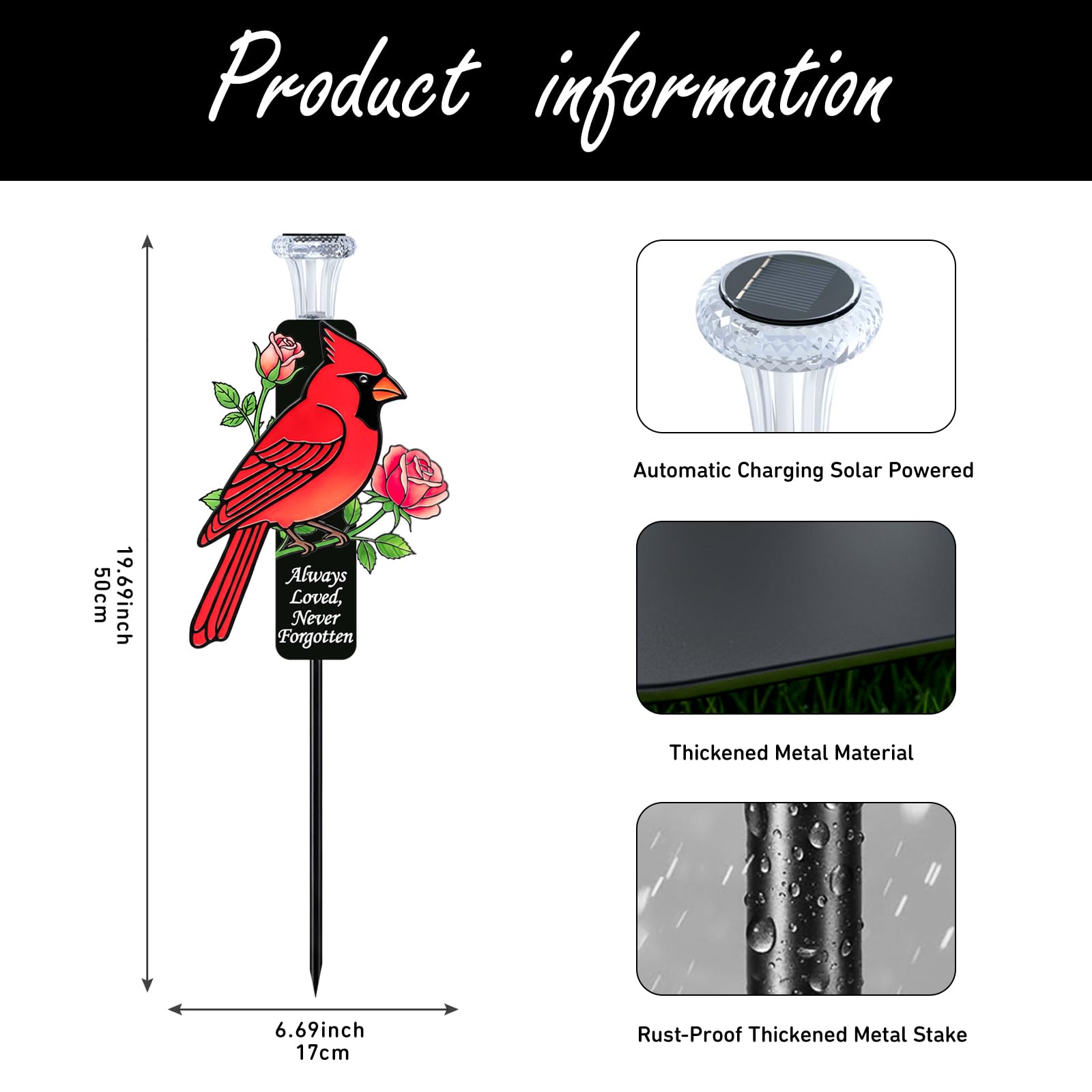 VKEVOC ground-tip stake installs easily into soil for secure outdoor remembrance.