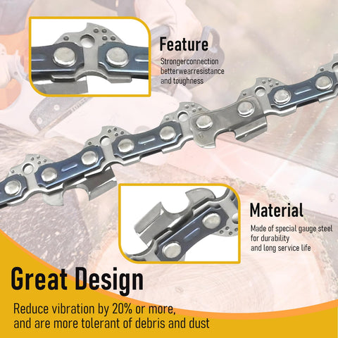 Vkinman 3/8 LP drive links (52) for smooth cutting performance.