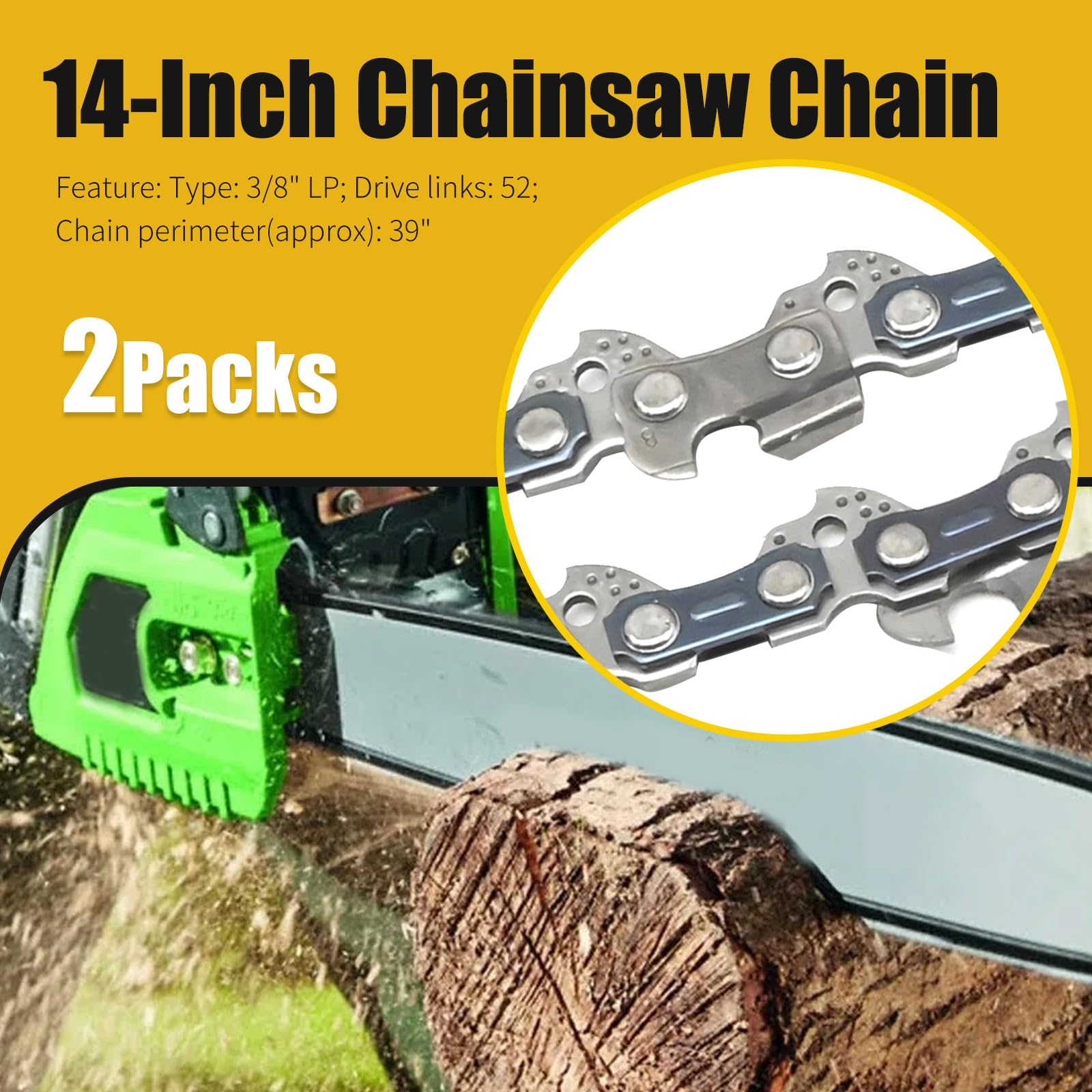 Vkinman chain perimeter about 39 inches for accurate replacement.