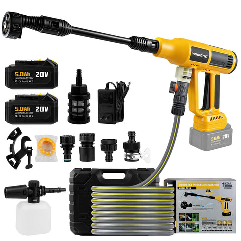 Vkndoynt cordless pressure washer front view highlighting portable design for quick outdoor cleaning