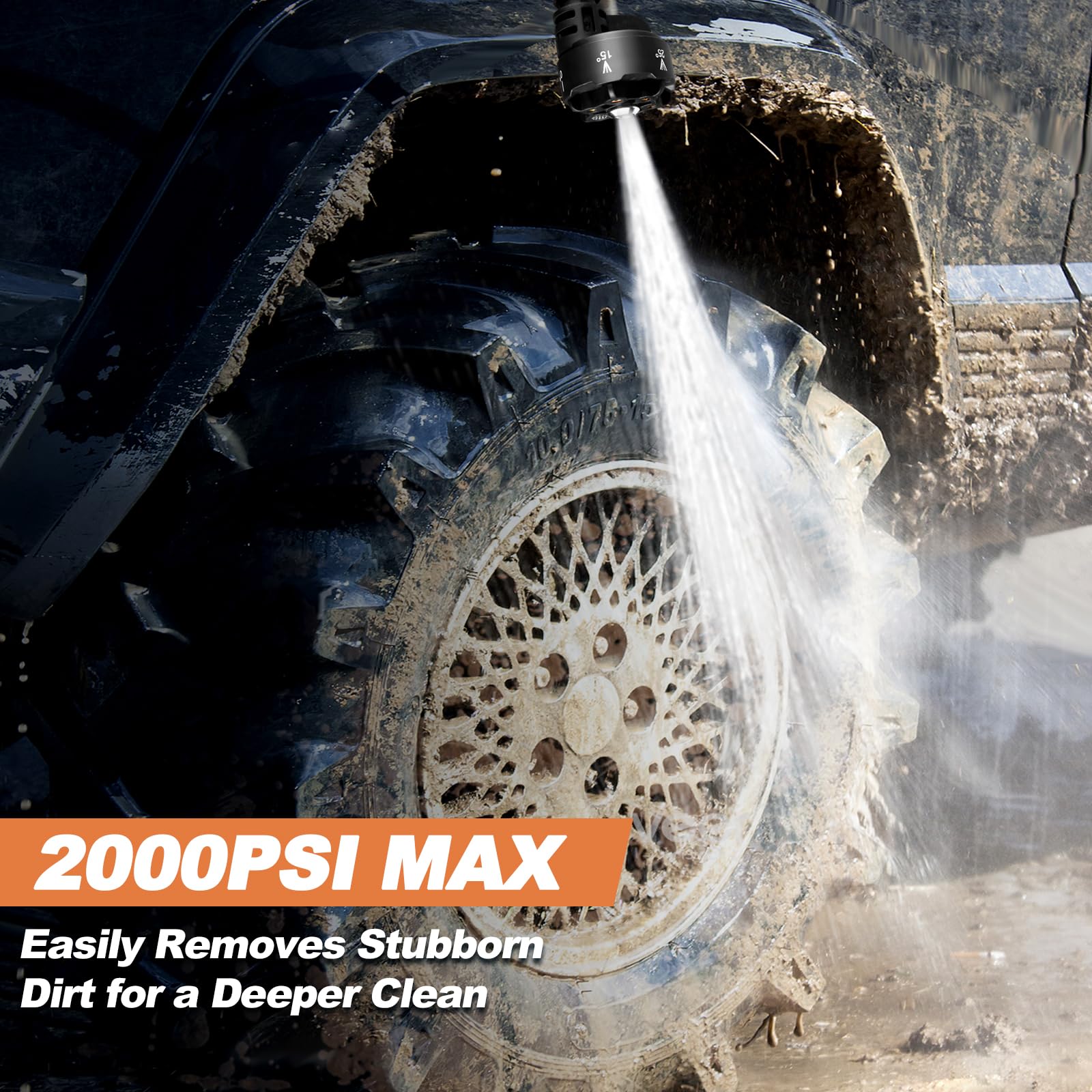 Vkndoynt pressure washer battery display helps monitor runtime during cleaning tasks.