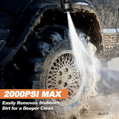 Vkndoynt pressure washer battery display helps monitor runtime during cleaning tasks.