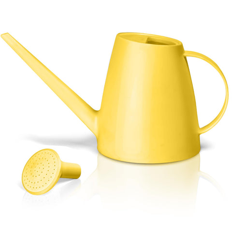 VKPLITE plant watering can yellow front view, easy indoor watering with comfortable grip