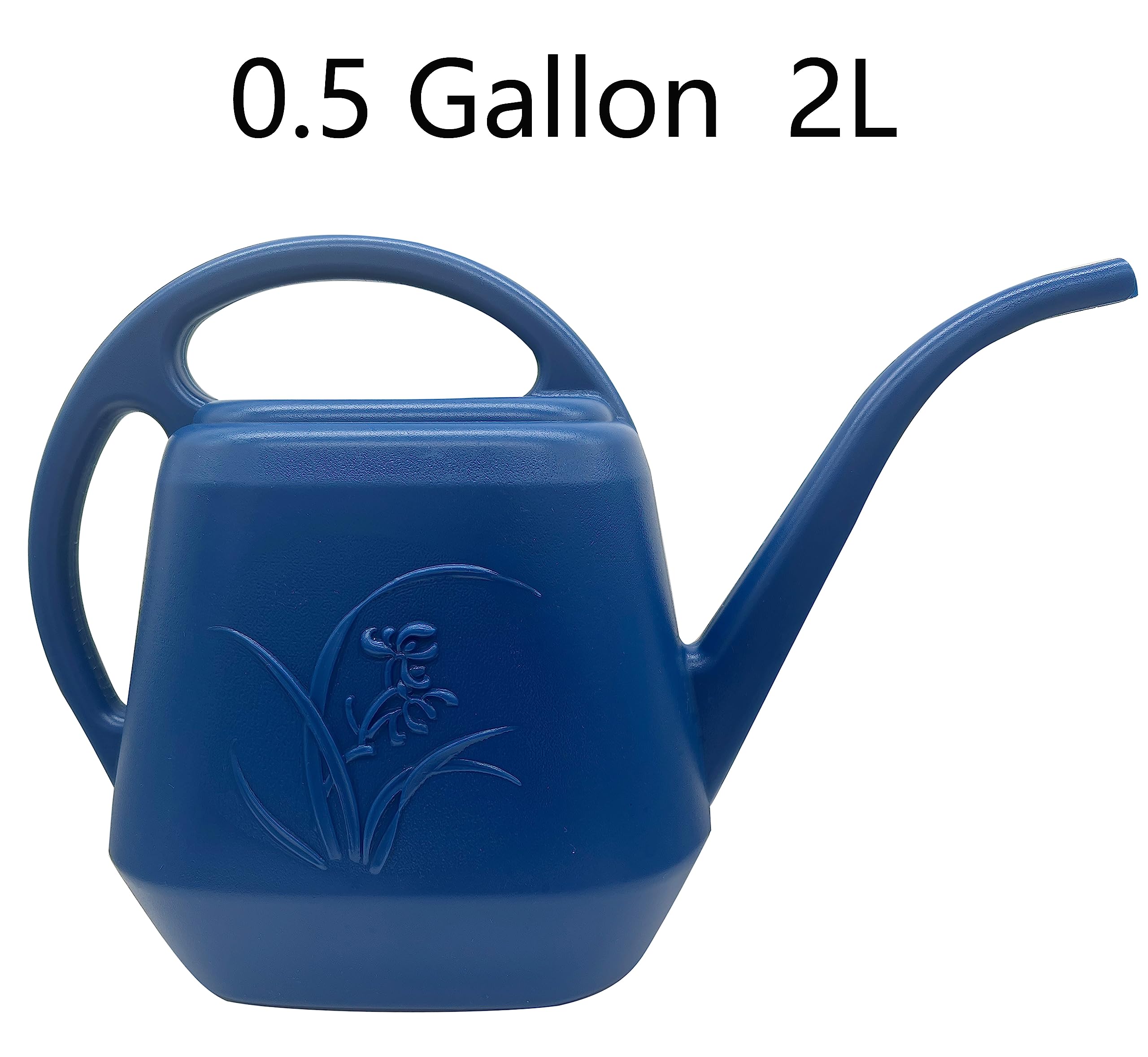 VKPLITE blue-handled watering can offers ergonomic grip for comfortable gardening sessions.