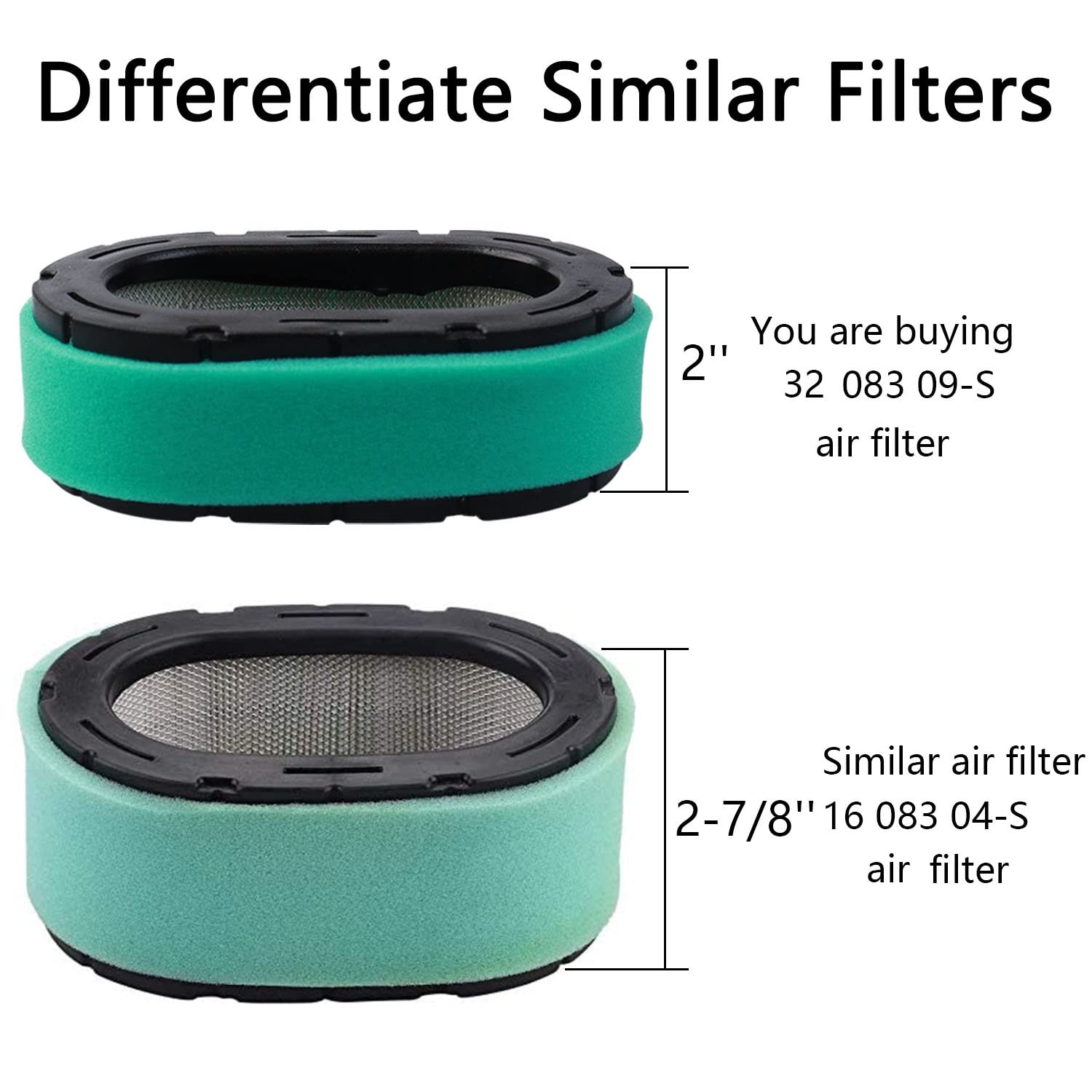 VKVXCLON Kohler air filter 2-pack dimensions fit Kohler 7000 series.