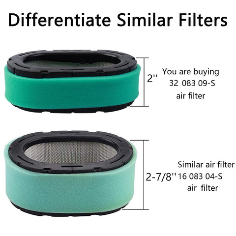 VKVXCLON Kohler air filter 2-pack dimensions fit Kohler 7000 series.
