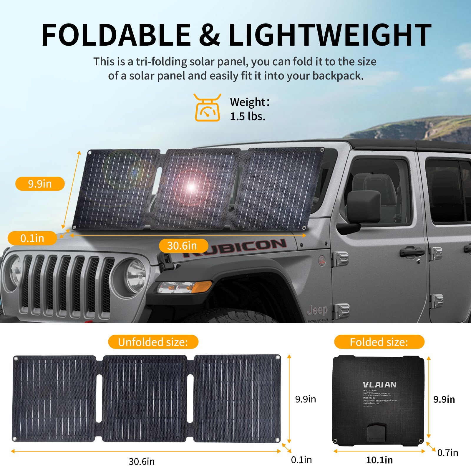 VLAIAN 30W solar panel ETFE laminate close-up shows premium protection