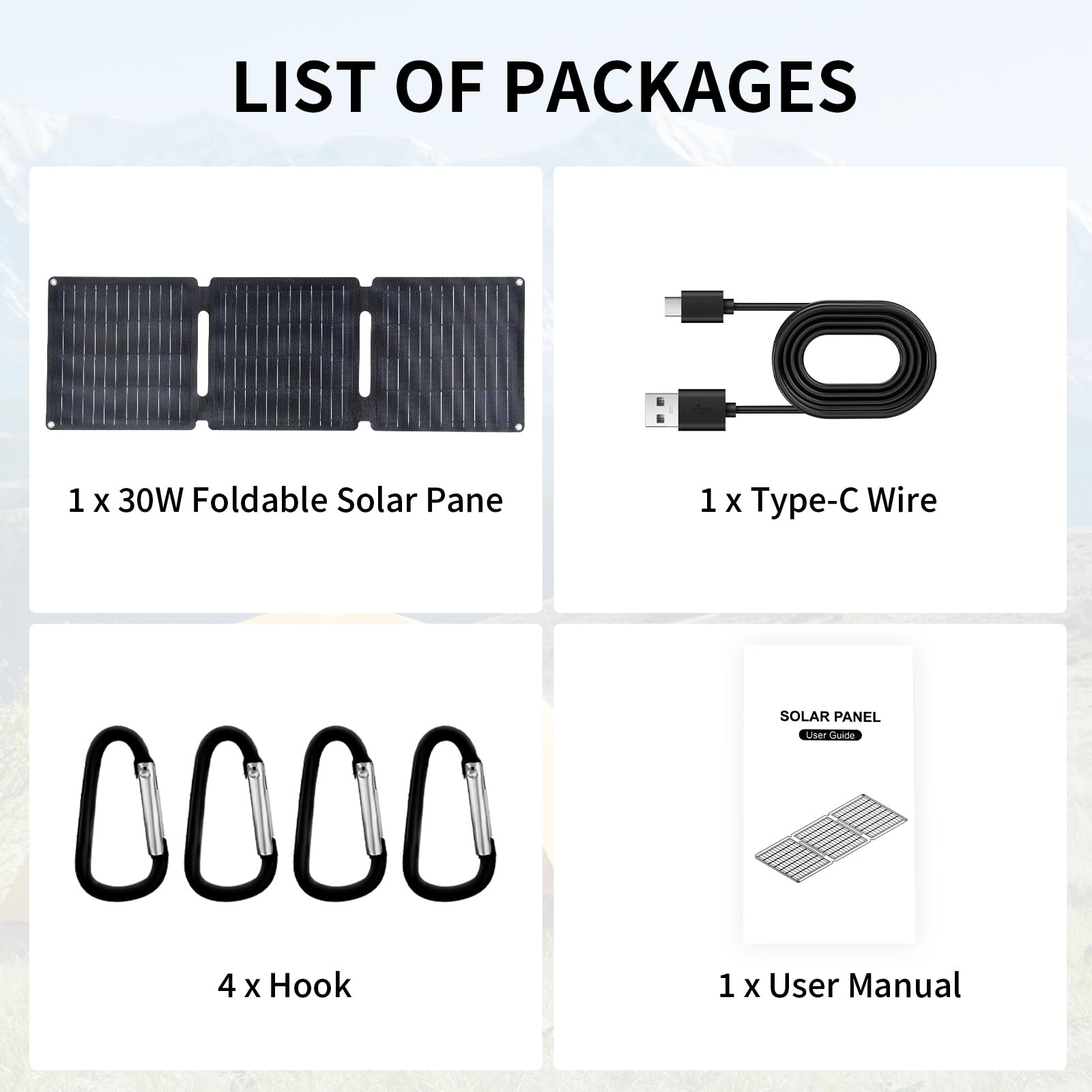 VLAIAN 30W solar panel four-in-one connector enables versatile use