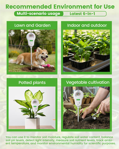 Vlantro compact handheld soil tester held for portable gardening aid.