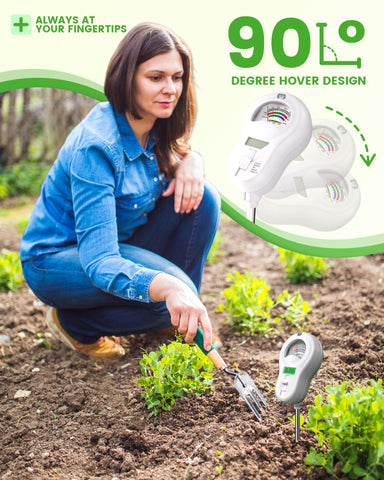 Vlantro ph-sunlight-moisture readings on display for plant care decisions.