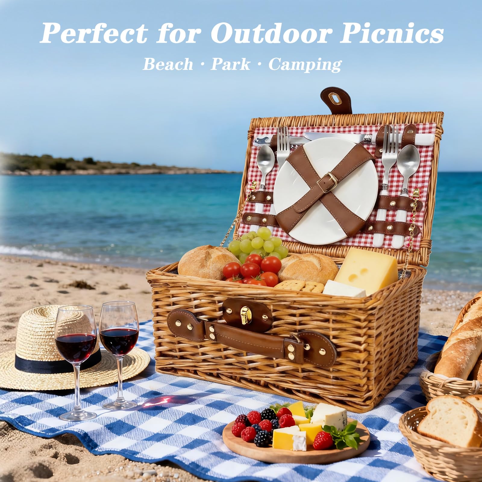 Vlaumiv gift-ready picnic basket for couples and special occasions