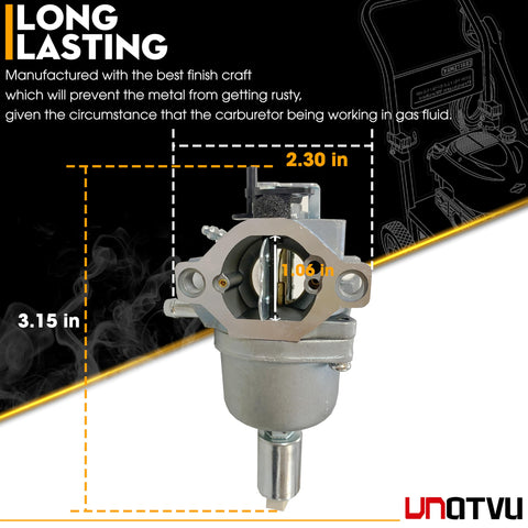 VNATVU carburetor closeup on Briggs Stratton IC engine showing precise metering