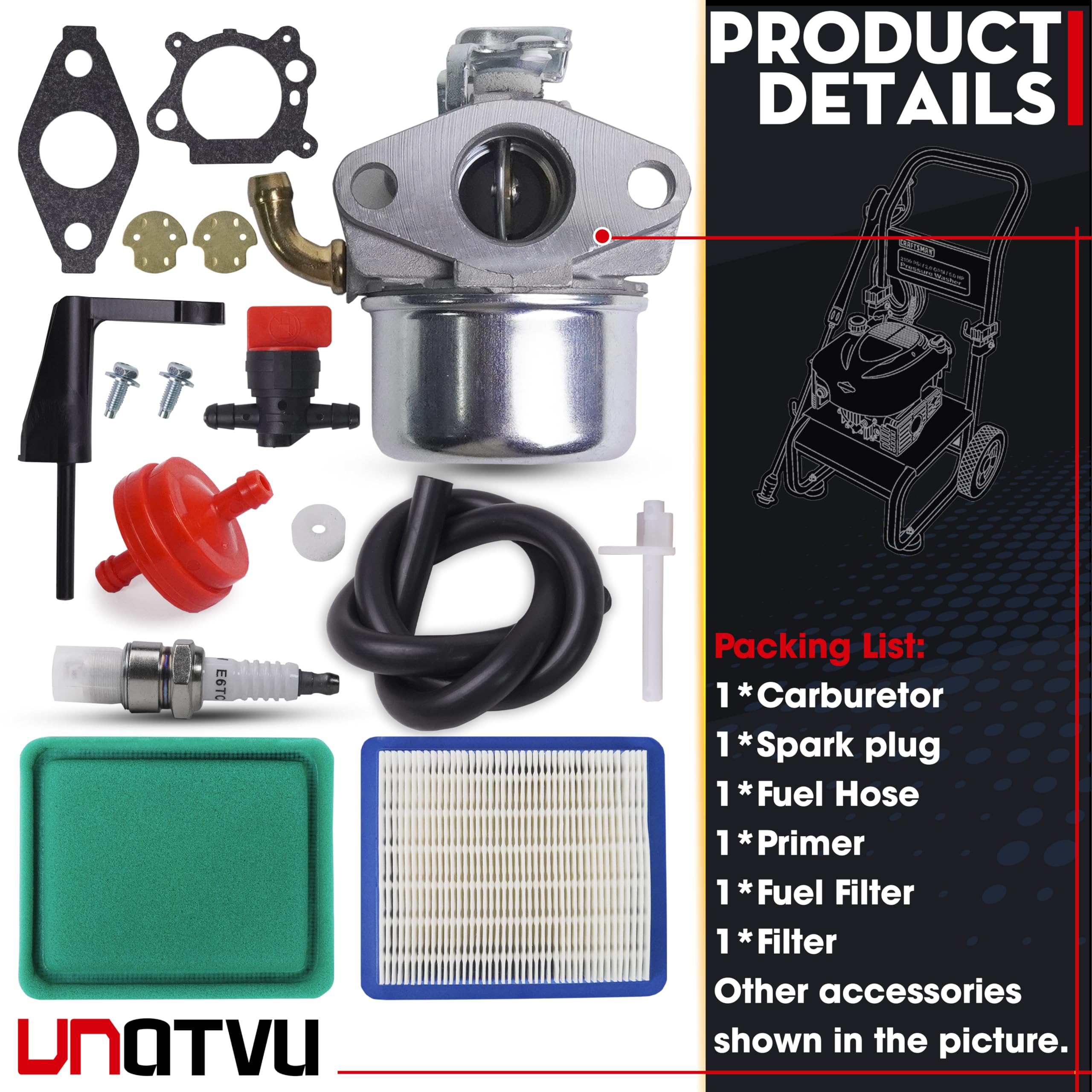 VNATVU included package highlights complete carburetor kit