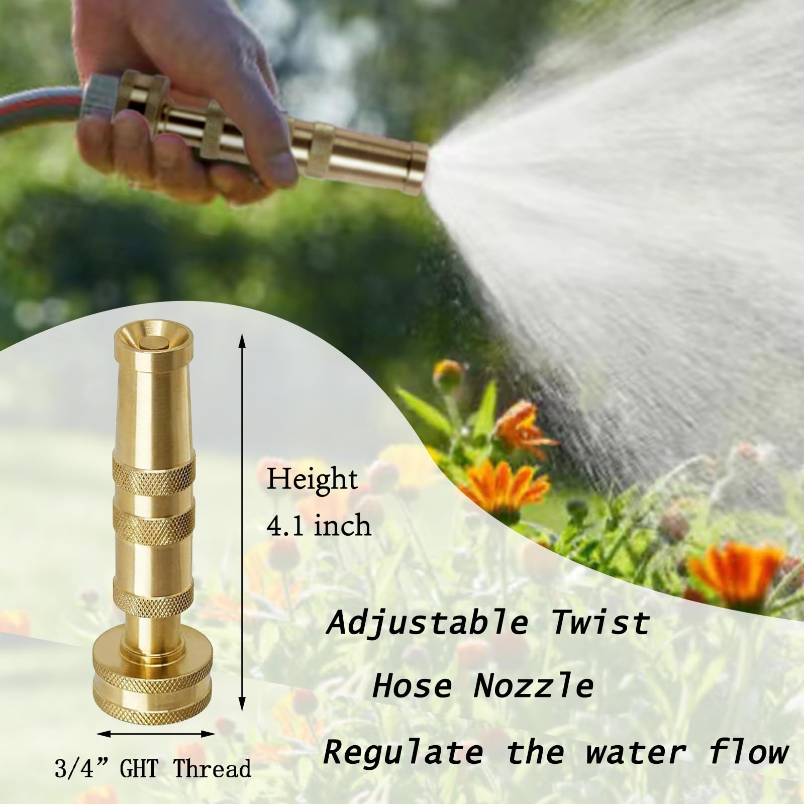 VNEIRSHAH brass nozzle adjustment dial demonstrating multiple spray patterns