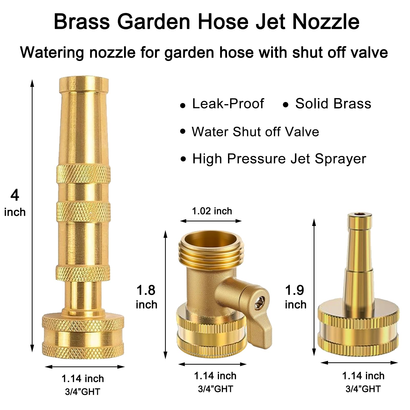 Vneirshah brass high-pressure nozzle delivers a strong spray for efficient cleaning.