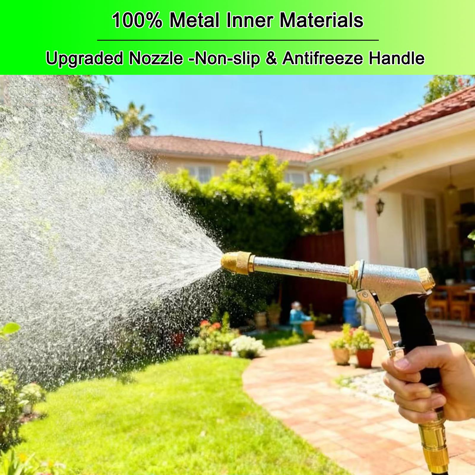VNEIRSHAH brass nozzle with rotary spray provides powerful cleaning from a distance
