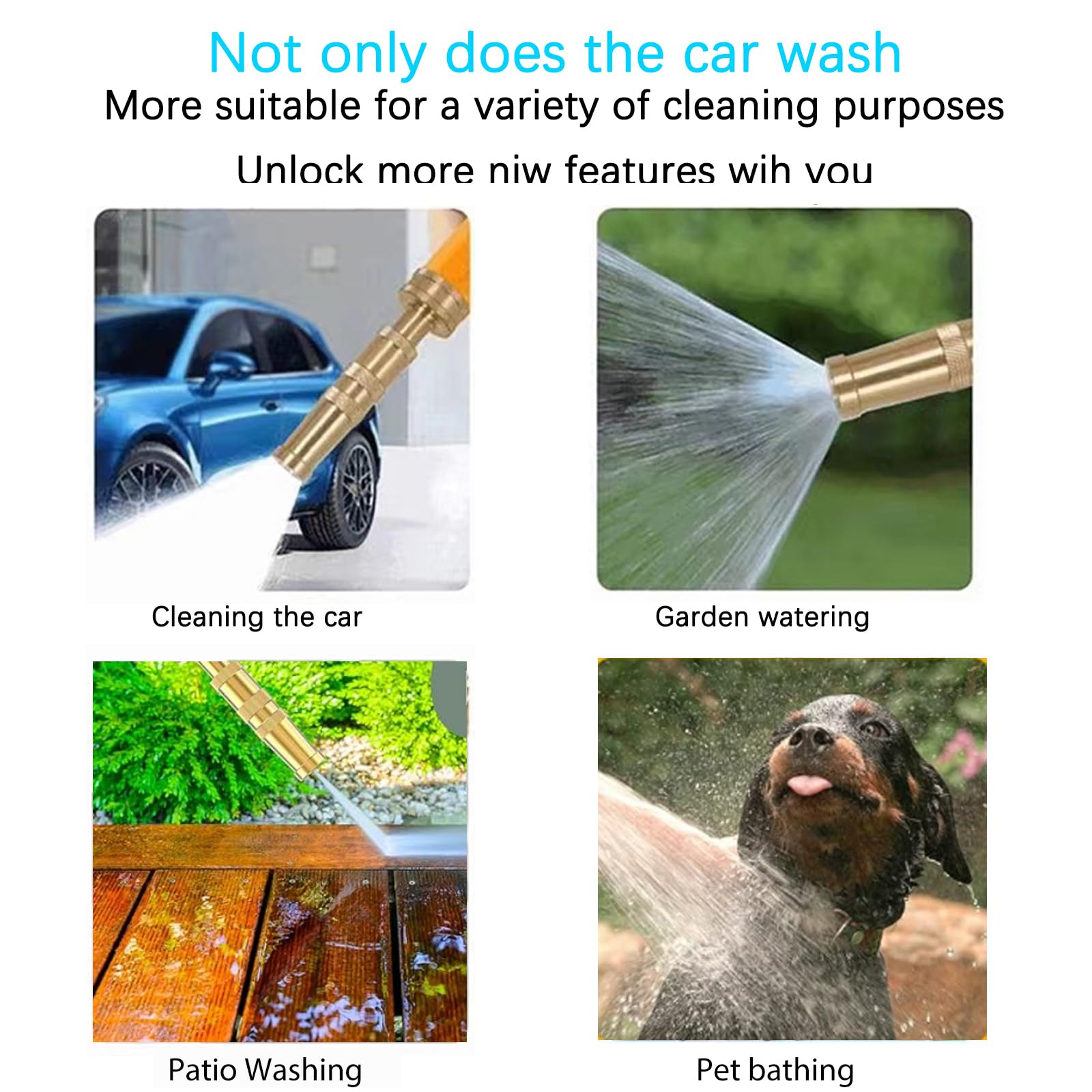 VNEIRSHAH sturdy brass nozzle cleaning fences and driveways efficiently