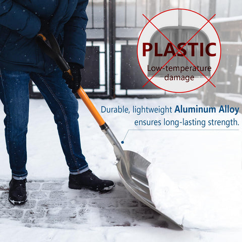 VNIMTI shovel head measures 19 by 14 inches for larger snow scoops