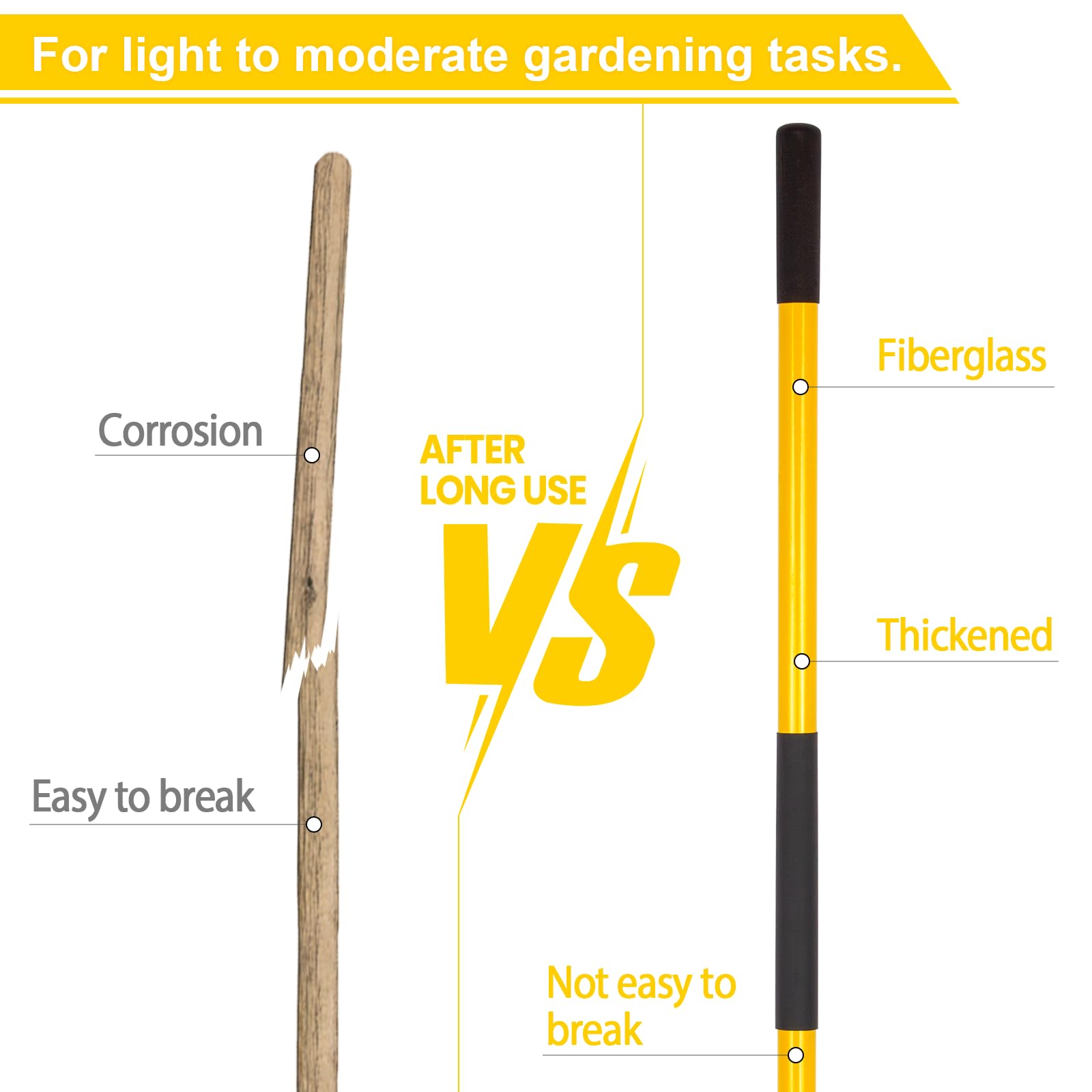 VNIMTI fiberglass handle offers reliable grip even when wet.