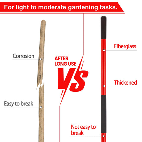 VNIMTI fiberglass handle red shovel grip keeps secure in wet conditions