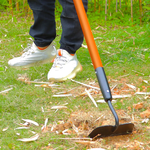 VNIMTI Garden Hoe in action weeding and soil loosening.