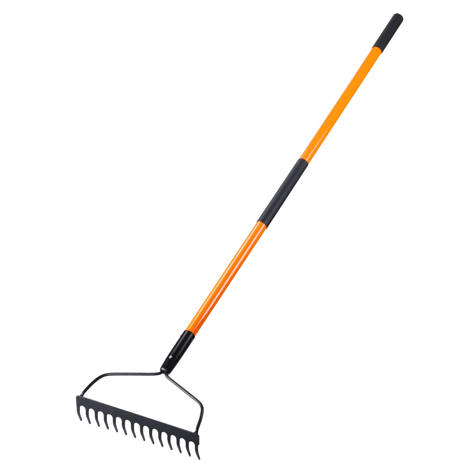 VNIMTI garden rake with 14 tines for efficient soil loosening and debris cleanup