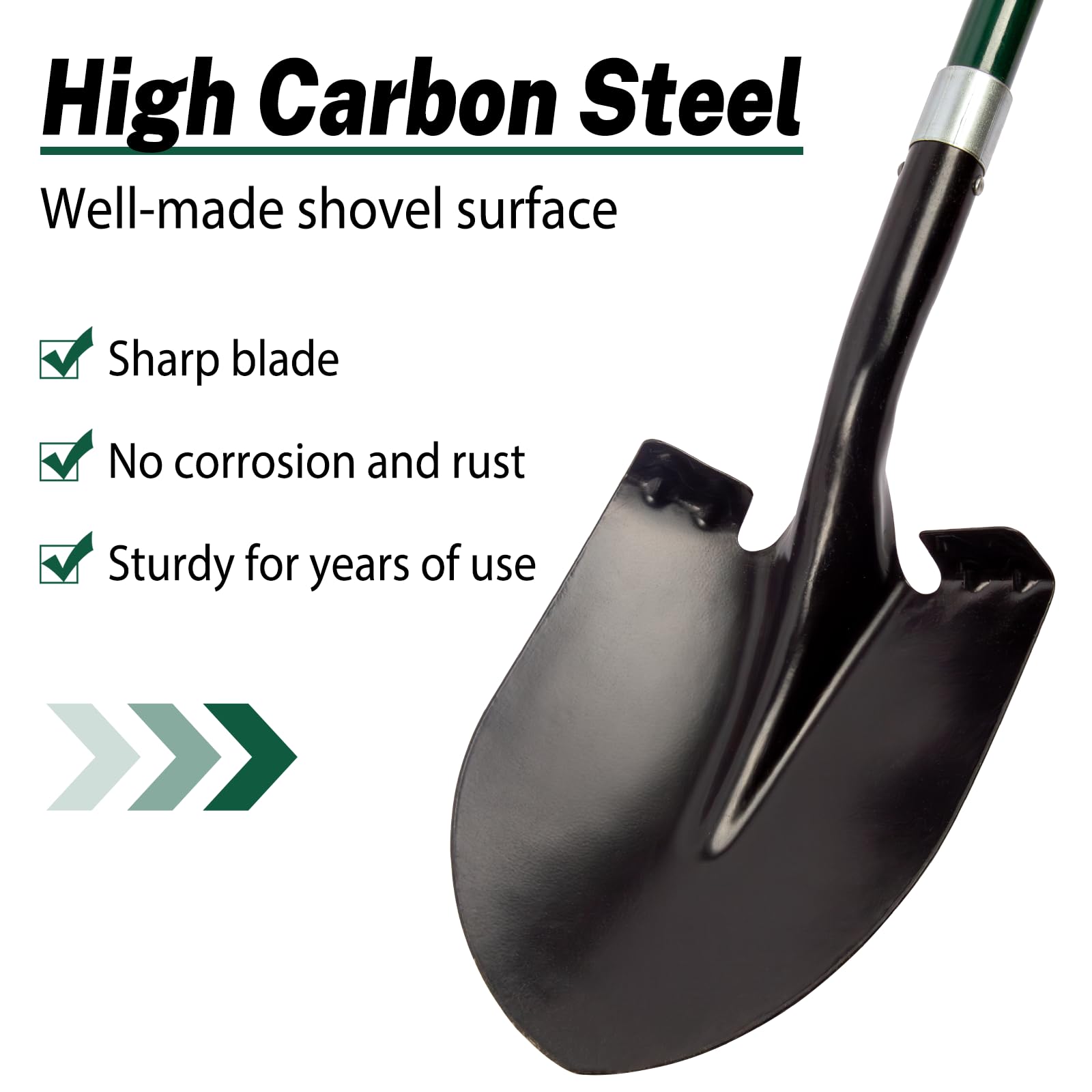 VNIMTI green fiberglass handle provides a secure grip in wet conditions