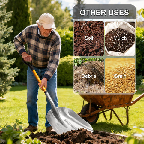 Durable metal construction of the VNIMTI shovel withstands icy snow