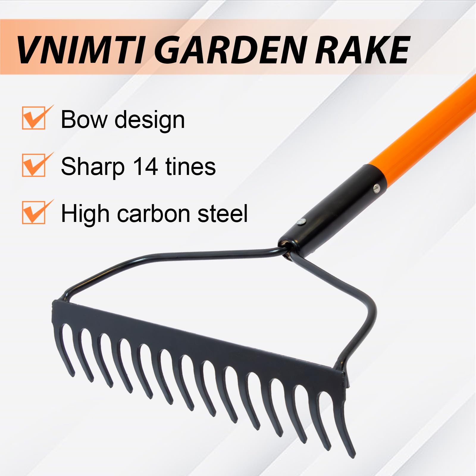 VNIMTI heavy duty rake for lawn work with sturdy construction and long lifespan