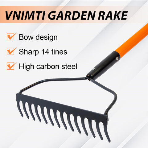VNIMTI heavy duty rake for lawn work with sturdy construction and long lifespan