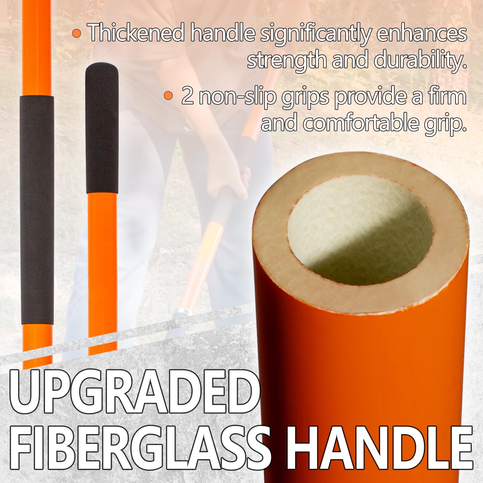 VNIMTI 58-inch ergonomic shovel to reduce bending during use.