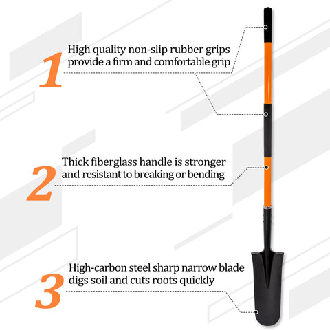 VNIMTI shovel with fiberglass handle for durable grip in wet conditions.