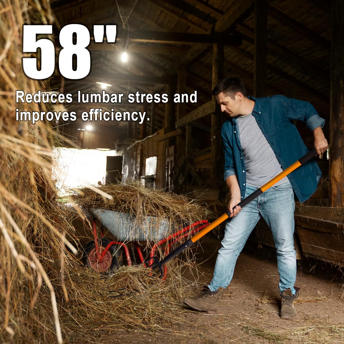 VNIMTI pitch fork 58‑inch length demonstrated for comfortable stance