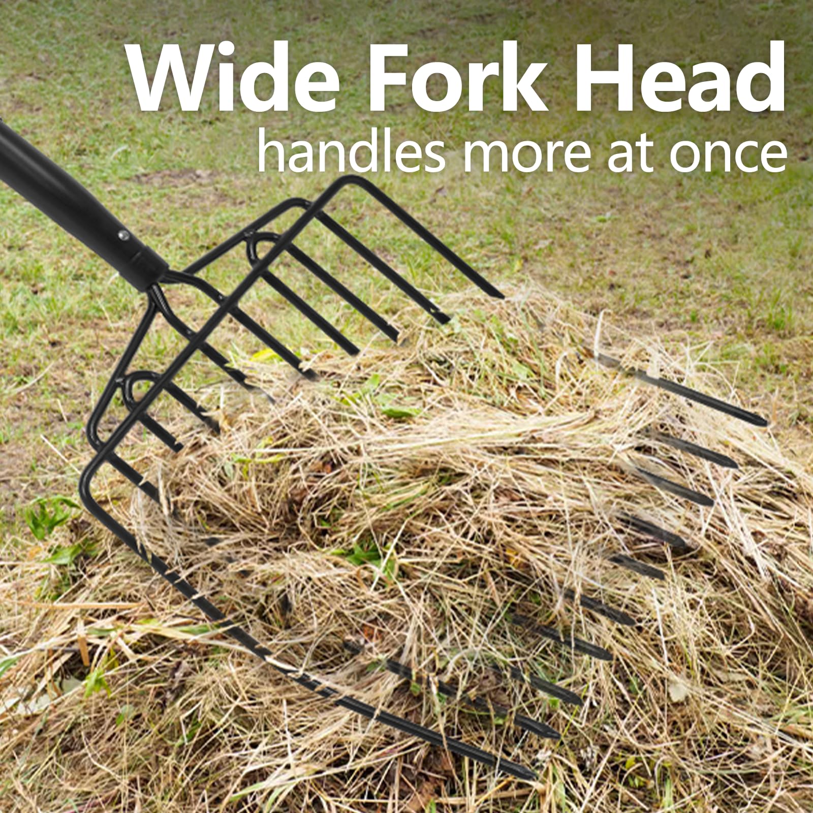 VNIMTI pitch fork fiberglass handle at 45 inches for strong leverage