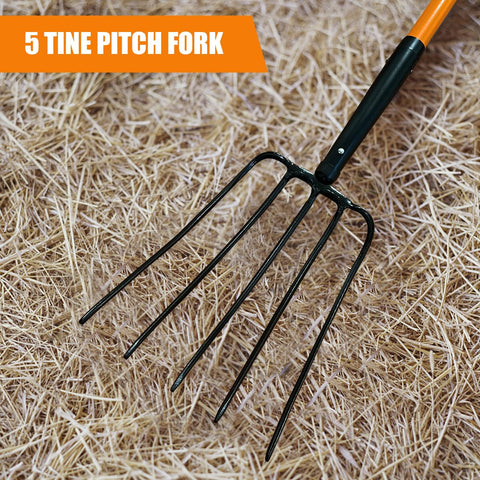 VNIMTI pitch fork in garden application for manure, straw, mulch, and hay