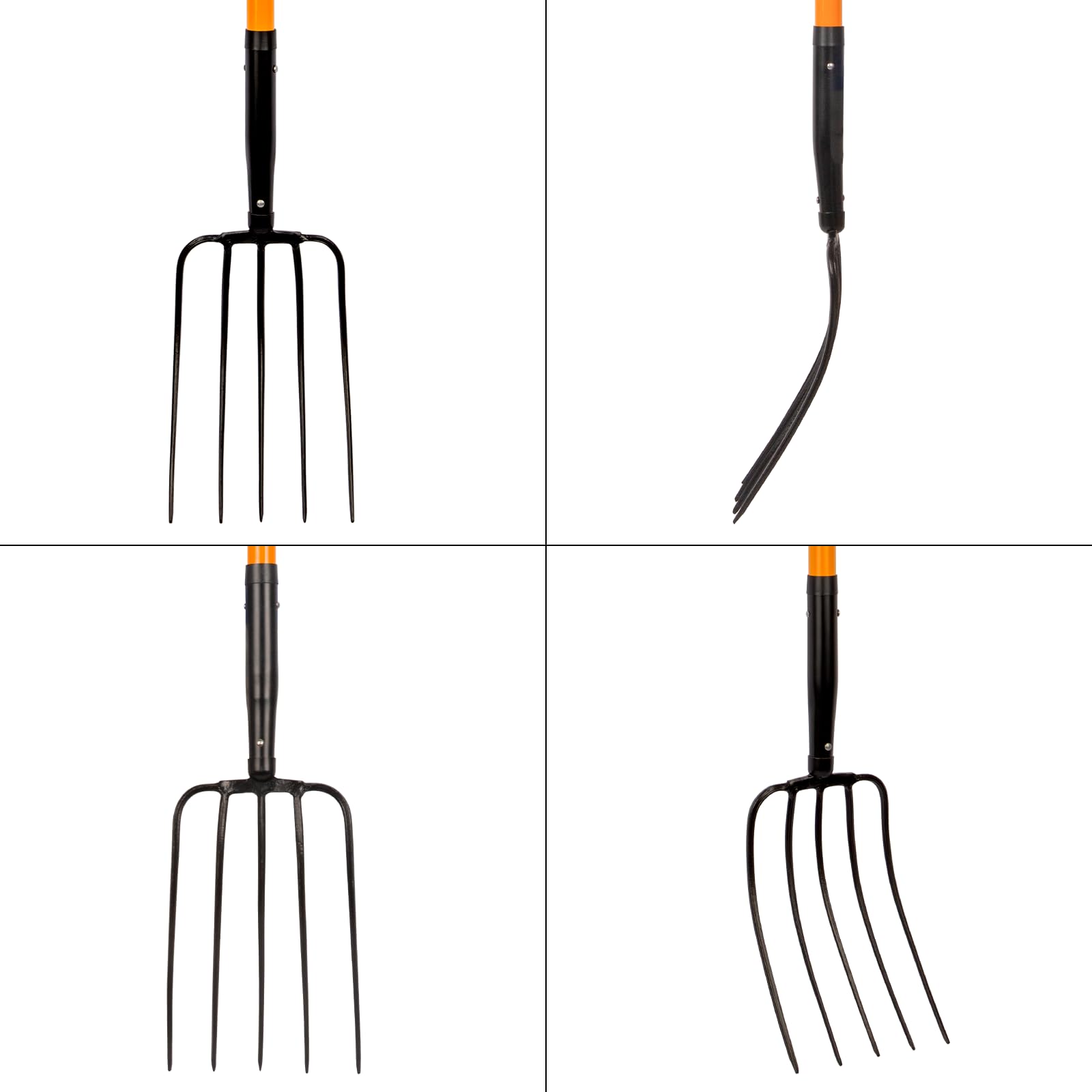 VNIMTI pitch fork fiberglass handle close-up highlights lightweight, durable grip