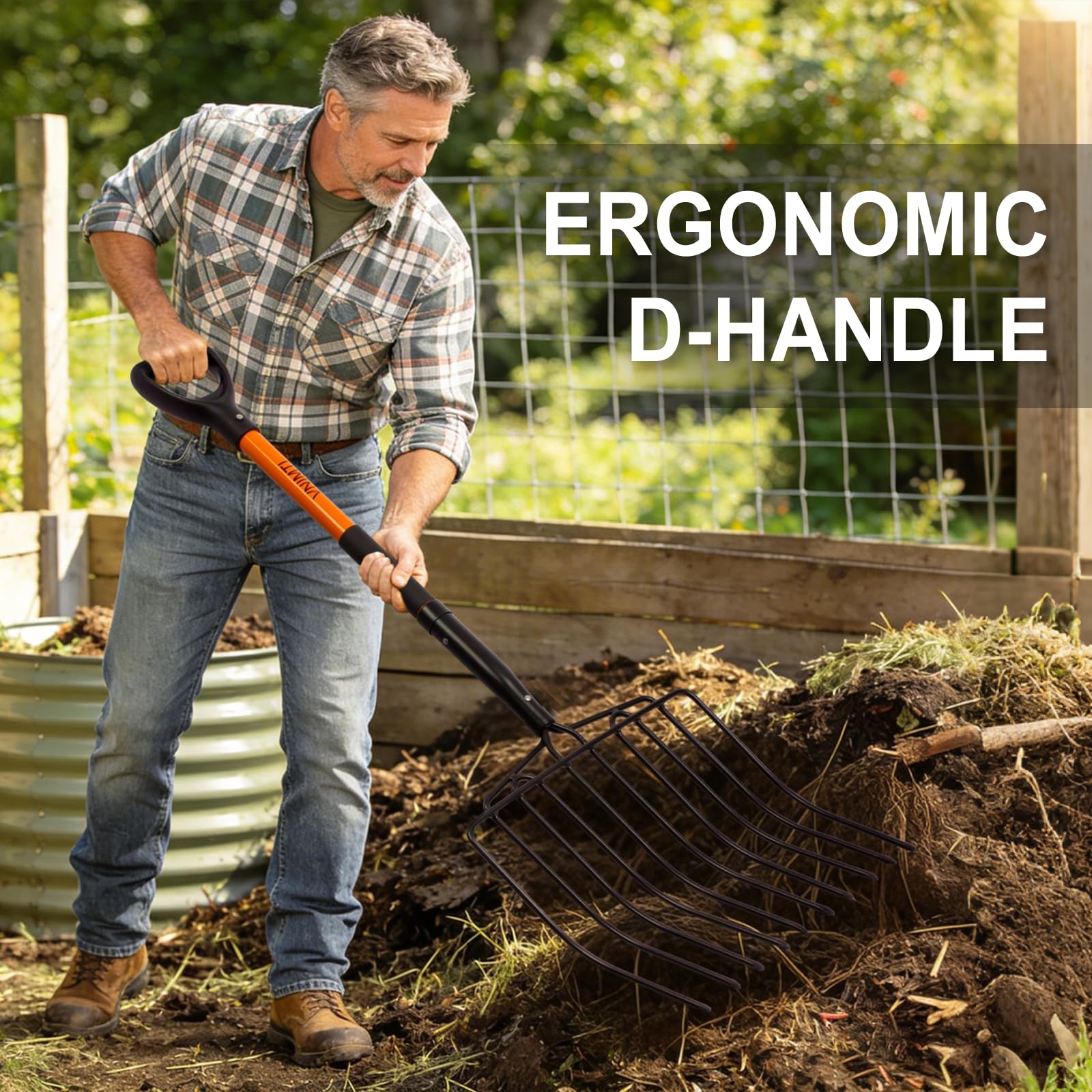 VNIMTI pitch fork heavy duty gardening tool for demanding workloads