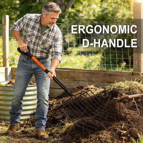 VNIMTI pitch fork heavy duty gardening tool for demanding workloads