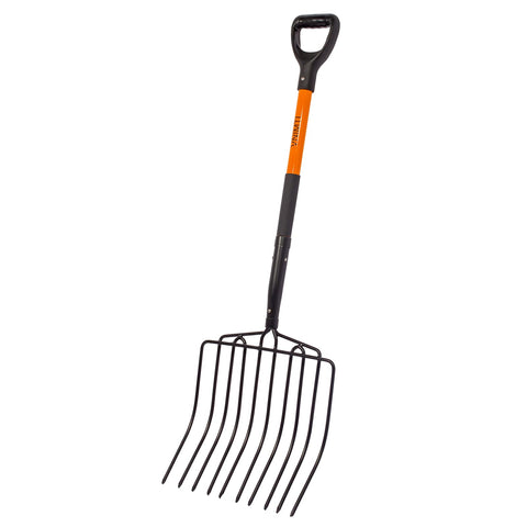 VNIMTI pitch fork wide head with 10 tines for bedding and mulch tasks