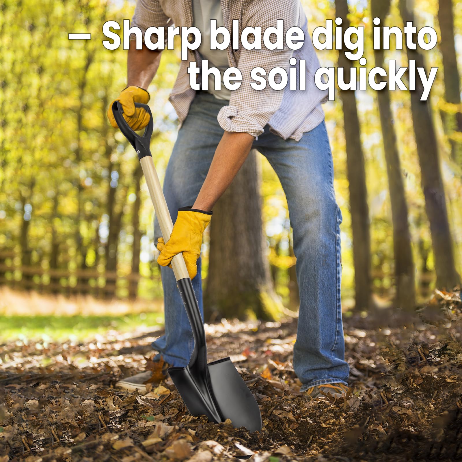 VNIMTI D-handle round shovel grip improves control during gardening.