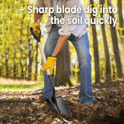 VNIMTI D-handle round shovel grip improves control during gardening.