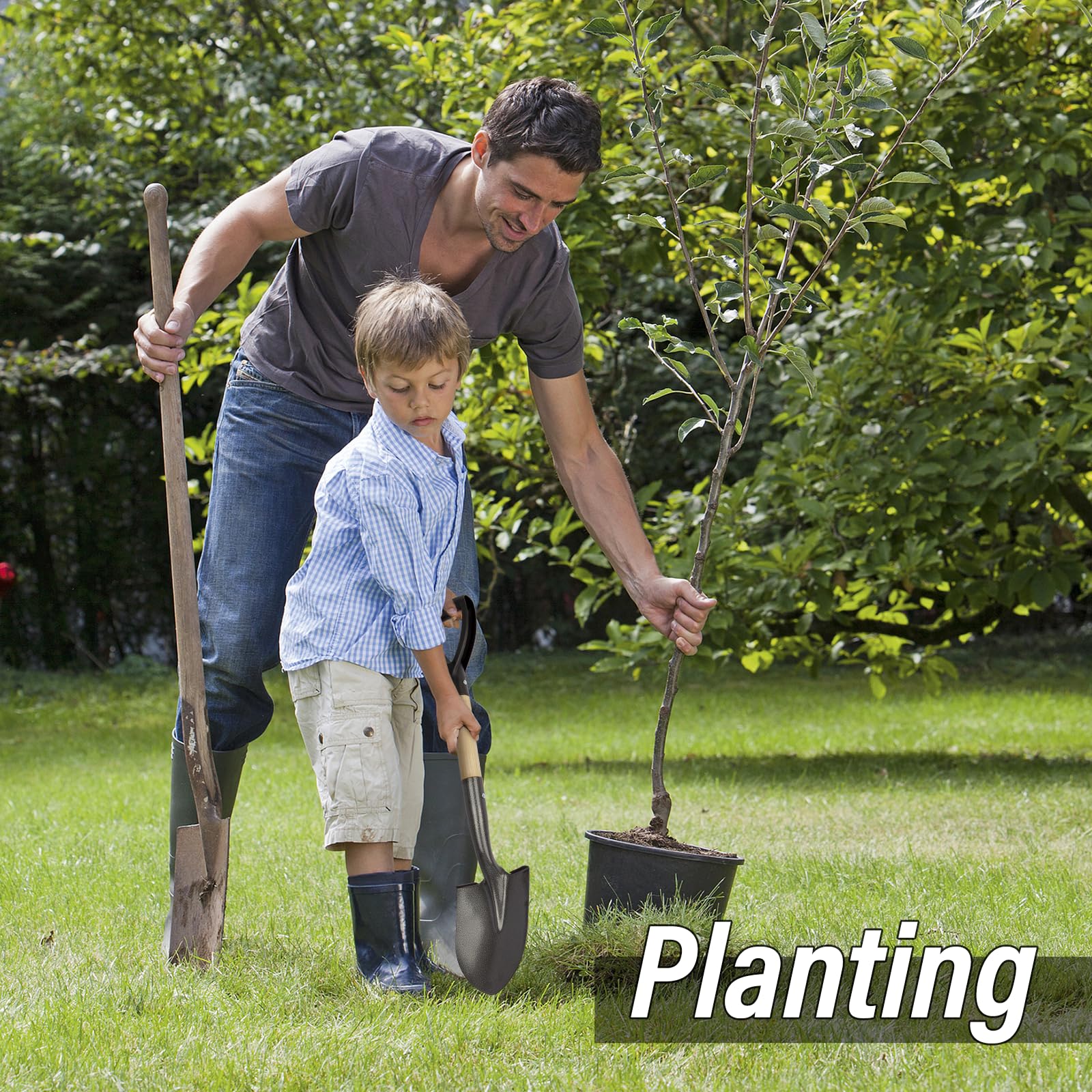 VNIMTI shovel wooden D-handle provides a secure grip during digging