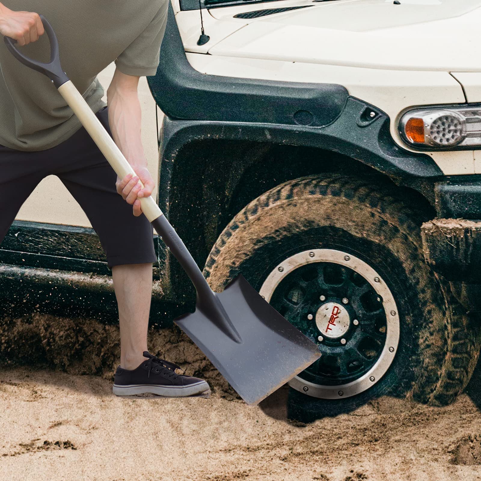 VNIMTI square shovel enables square holes for tree planting.