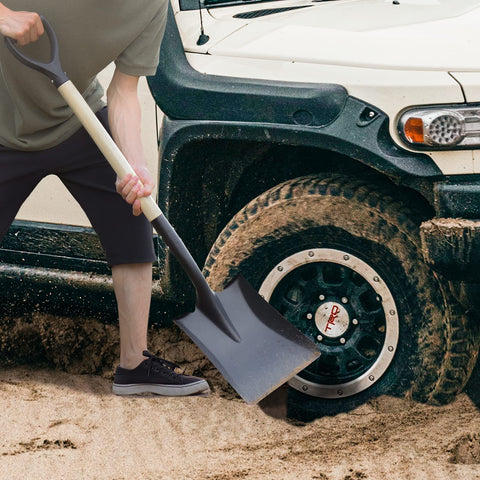 VNIMTI square shovel enables square holes for tree planting.